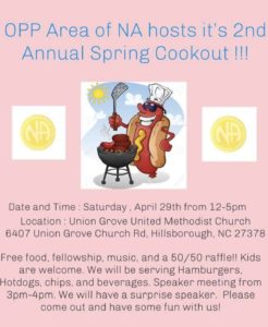 OPP Area of NA 2nd Annual Spring Cookout